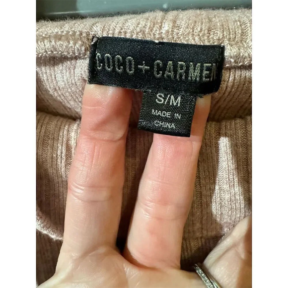 Coco+ Carmen Women's Pink Cowl Neck Ribbed Knit Button Sweater L Fisherman - Picture 7 of 9